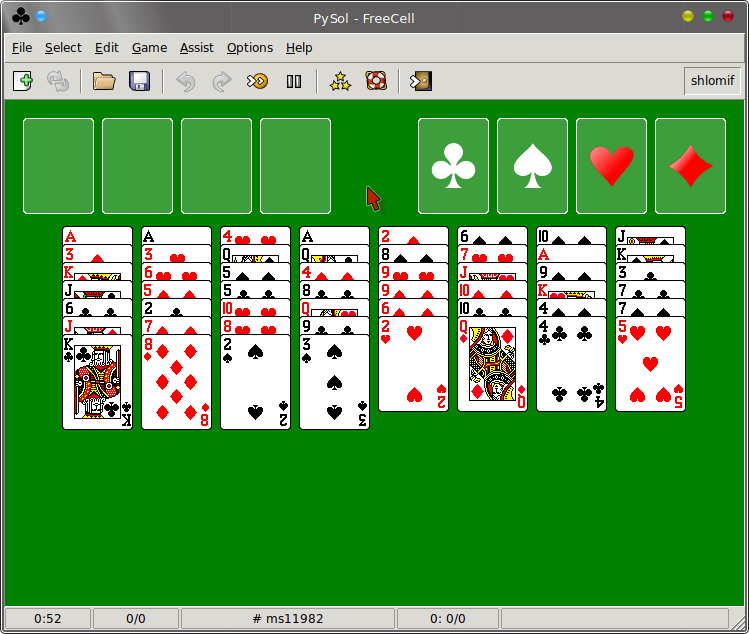 Screencast: PySolFC solving Freecell using Freecell Solver 